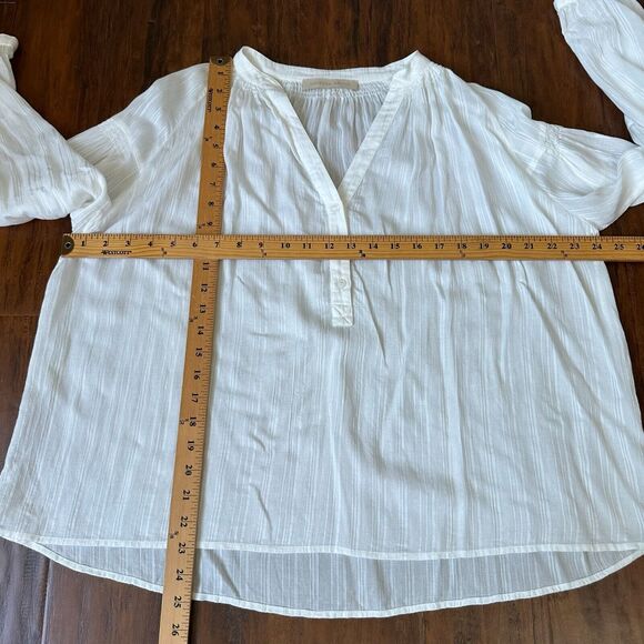 VANESSA BRUNO Nipoa Striped Blouse Sheer Split Neck in White - Picture 11 of 11